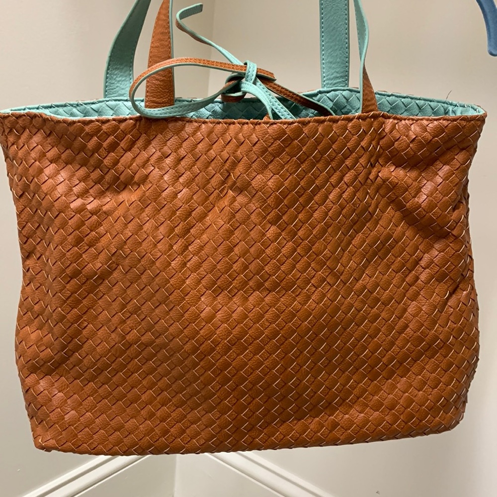 Aqua/Teal and Brown carry BAG